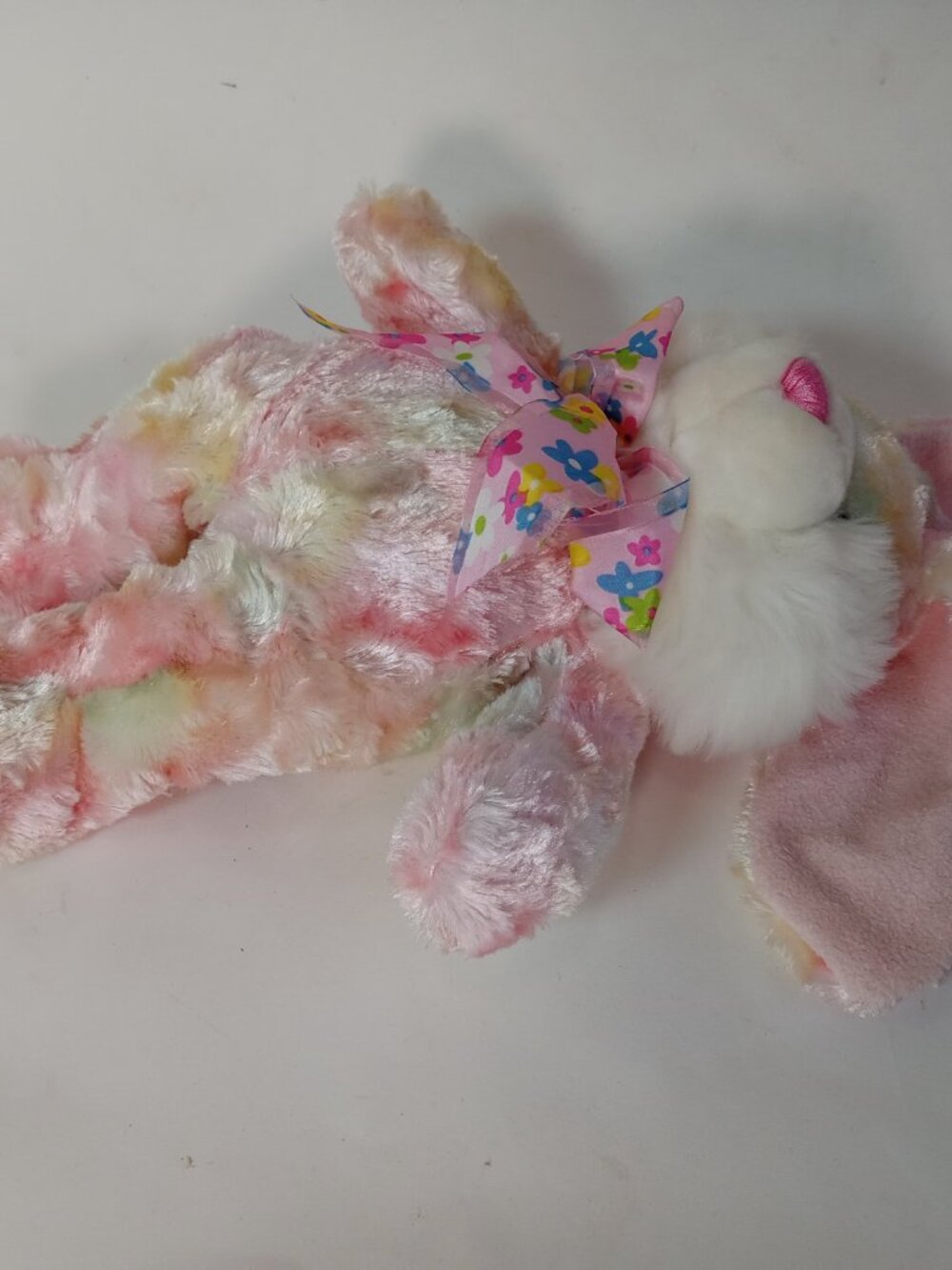 Pink Easter Bunny Rabbit Plush Floppy Carrot Foot Pastel Silky Walmart Tie-Dye - Picture 7 of 12